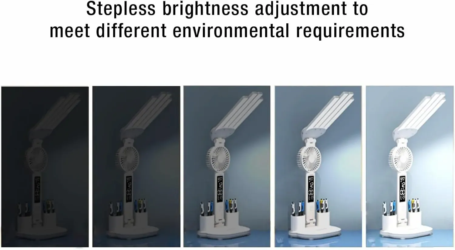 أباجورة مكتب ذكية 4×1 – إضاءة ومروحة وشاشة ديجيتال