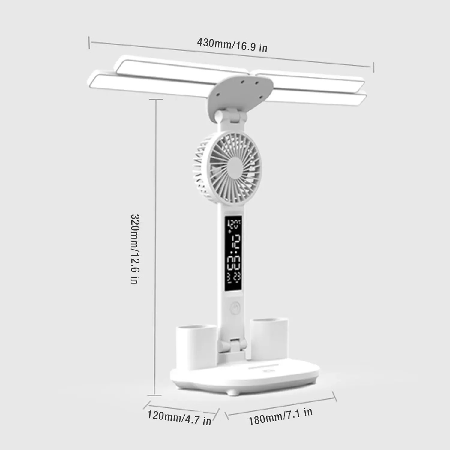 أباجورة مكتب ذكية 4×1 – إضاءة ومروحة وشاشة ديجيتال