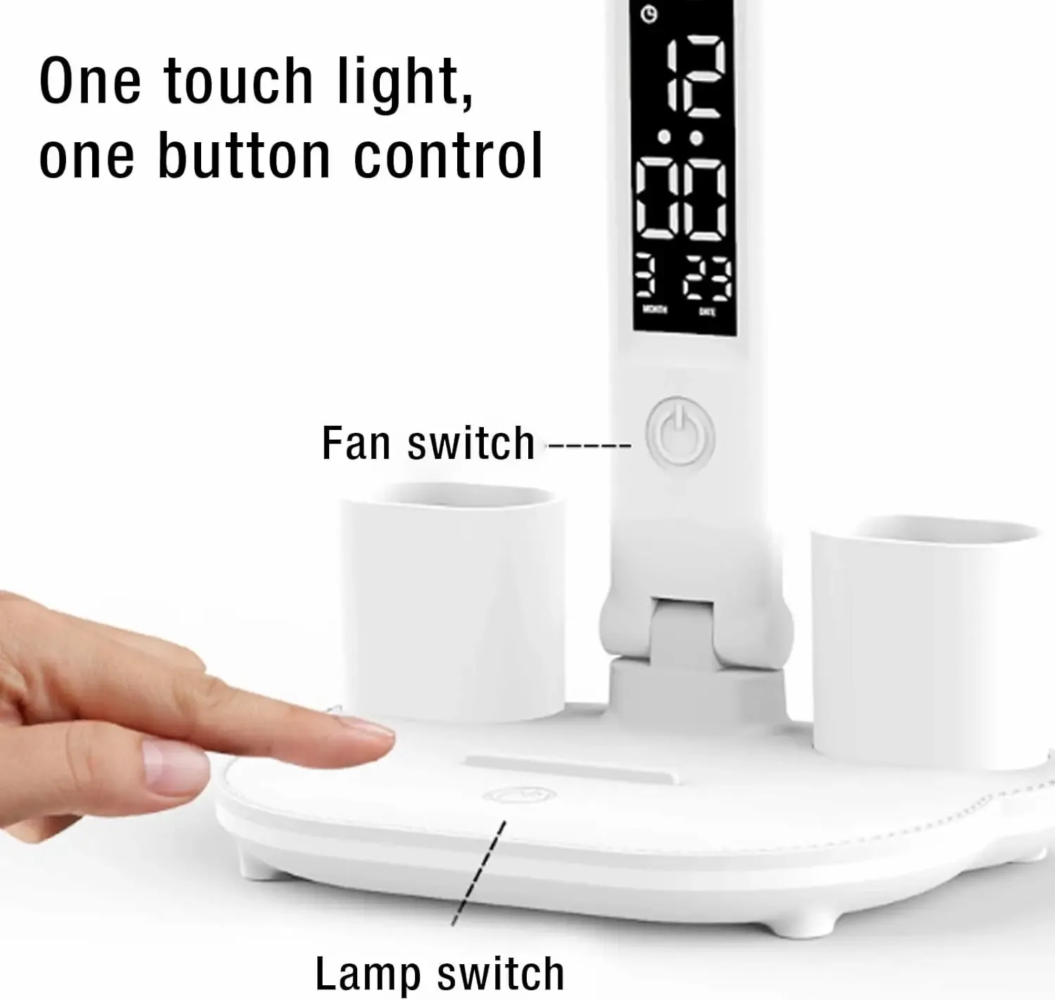 أباجورة مكتب ذكية 4×1 – إضاءة ومروحة وشاشة ديجيتال