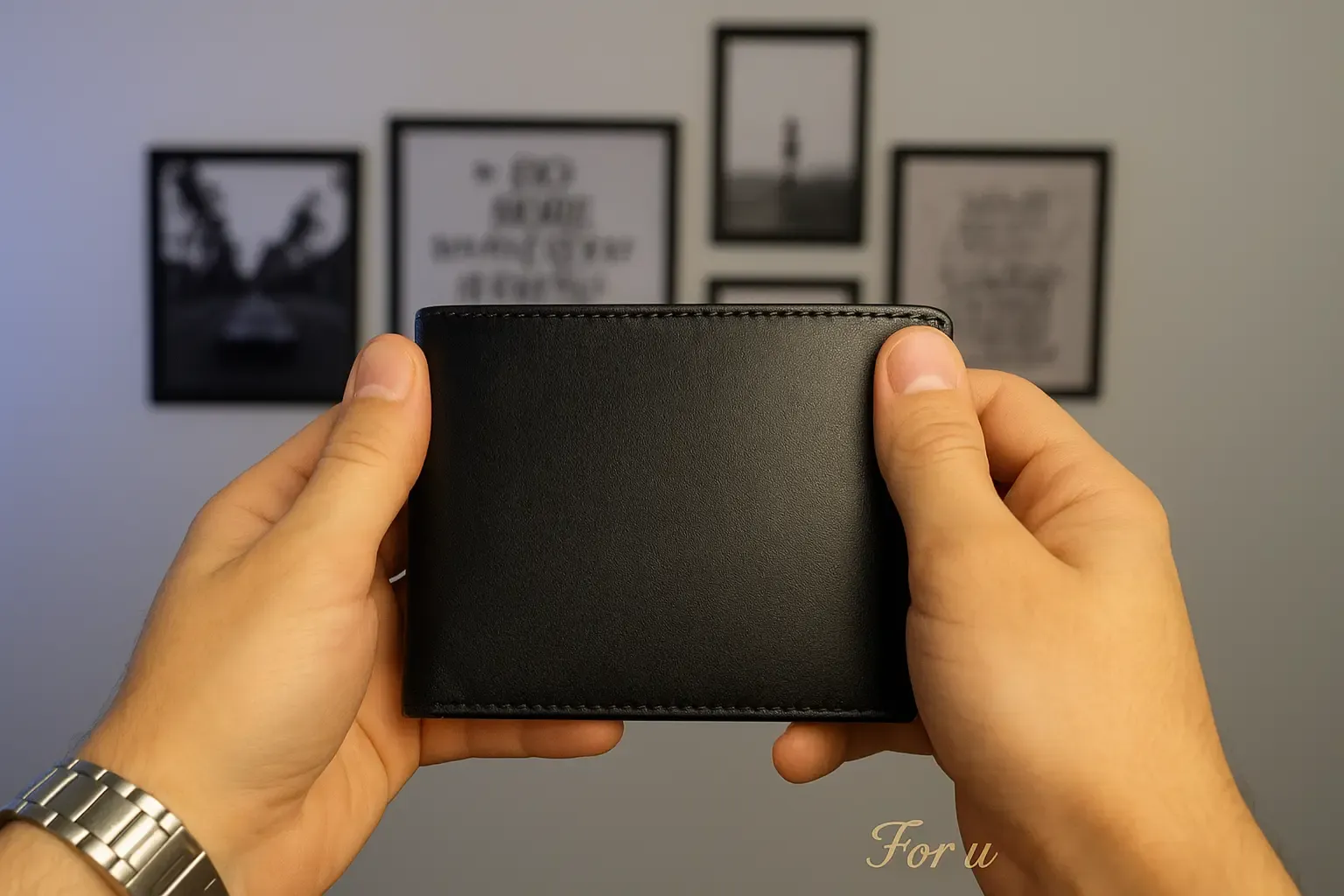 محفظة جلد طبيعي أسود أنيقة ومتينة