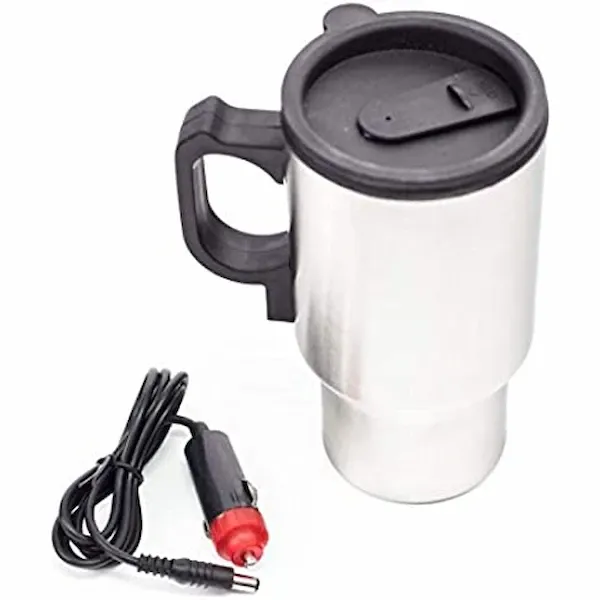 كوب تسخين السفر ستانلس ستيل 450 مل – مج كهربائي للسيارة 12 فولت