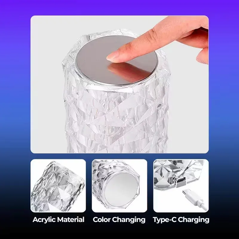 اباجورة كريستال تاتش بالريموت