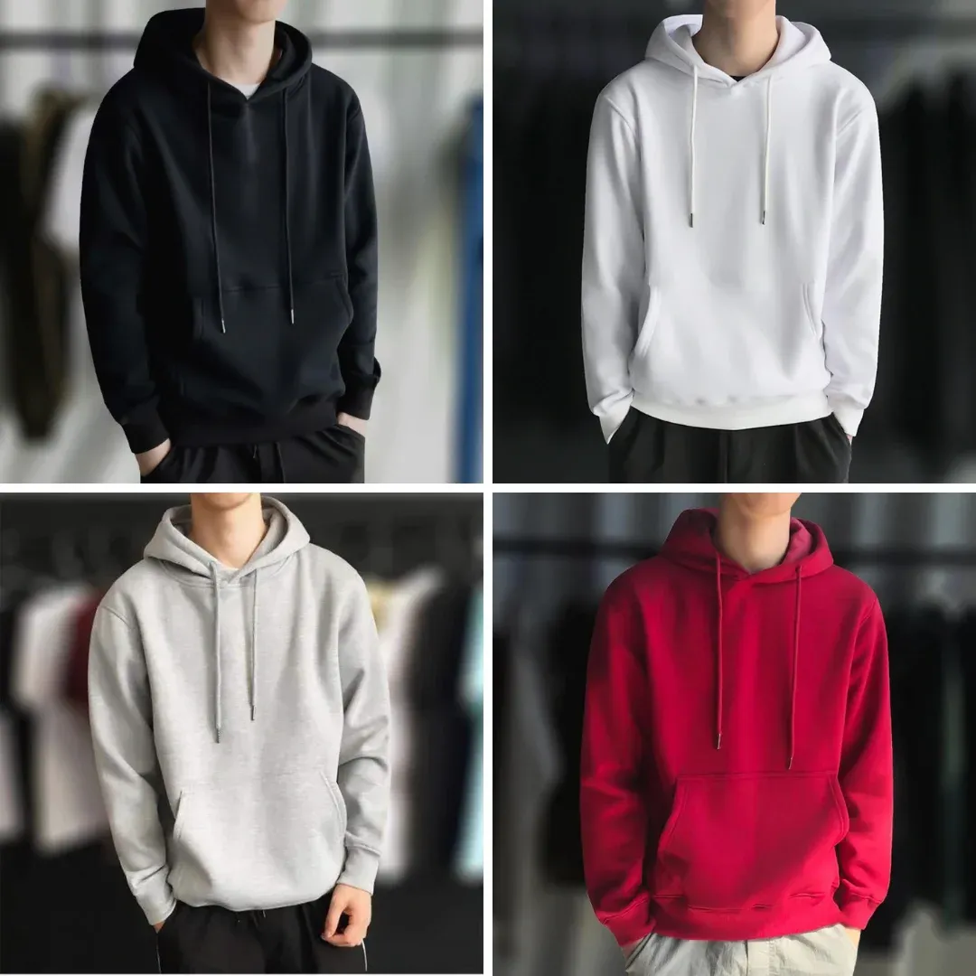 عرض 4 سويتشيرتات هودي بيزك شتوي بخامة ميلتون ناعمة