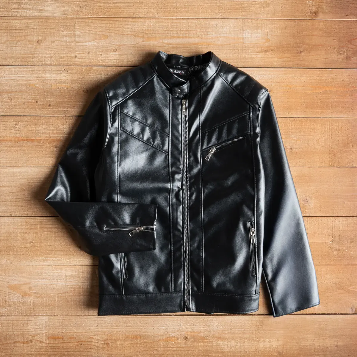جاكيت Zara رجالي جلد مبطن فرو – مقاسات حتى 3XL