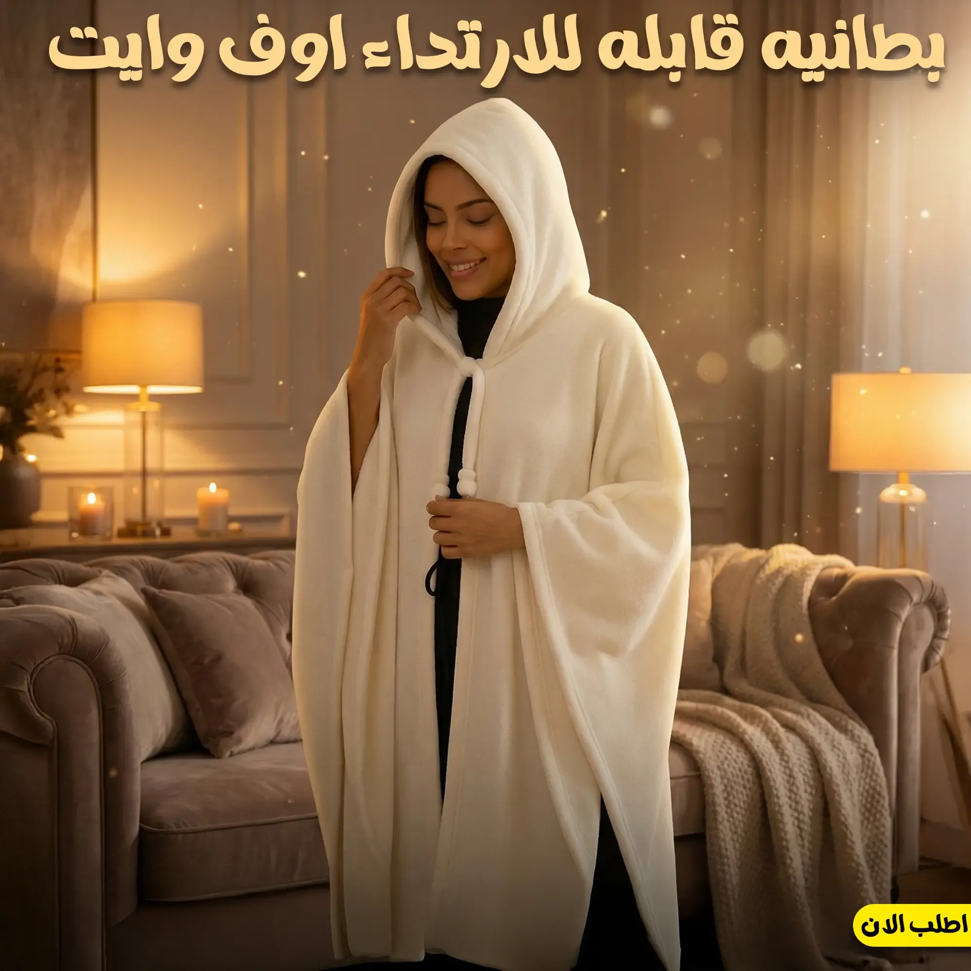 بطانية قابلة للارتداء أوف وايت مخملية