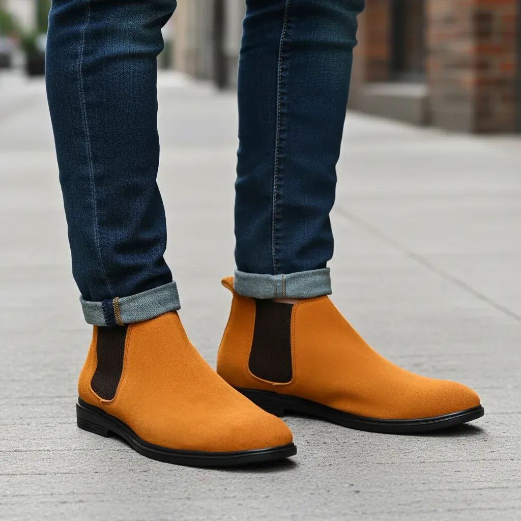 حذاء هاف بوت رجالي شامواه طبيعي تشيلسي