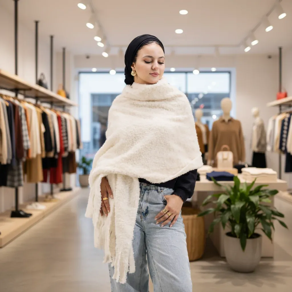 شال موهير حريمي شتوي ناعم وأنيق