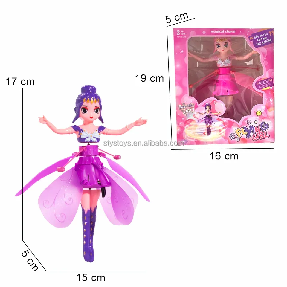 لعبة العروسة الطائرة للأطفال | جناحات LED مضيئة وحساس حركة