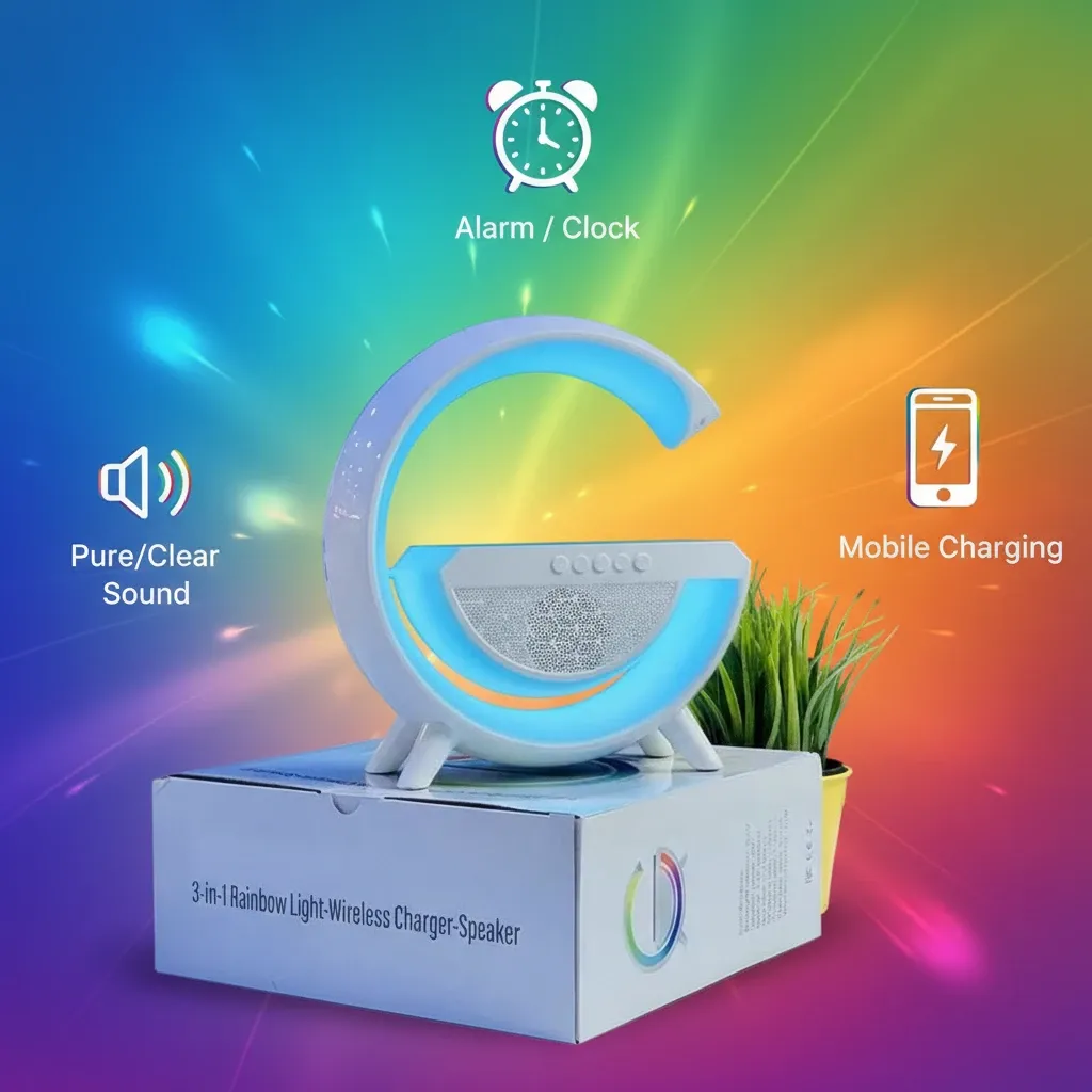 أباجورة RGB سماعة وايرلس LED | إضاءة مودرن 6 أوضاع + صوت قوي ونقي + شحن Type-C