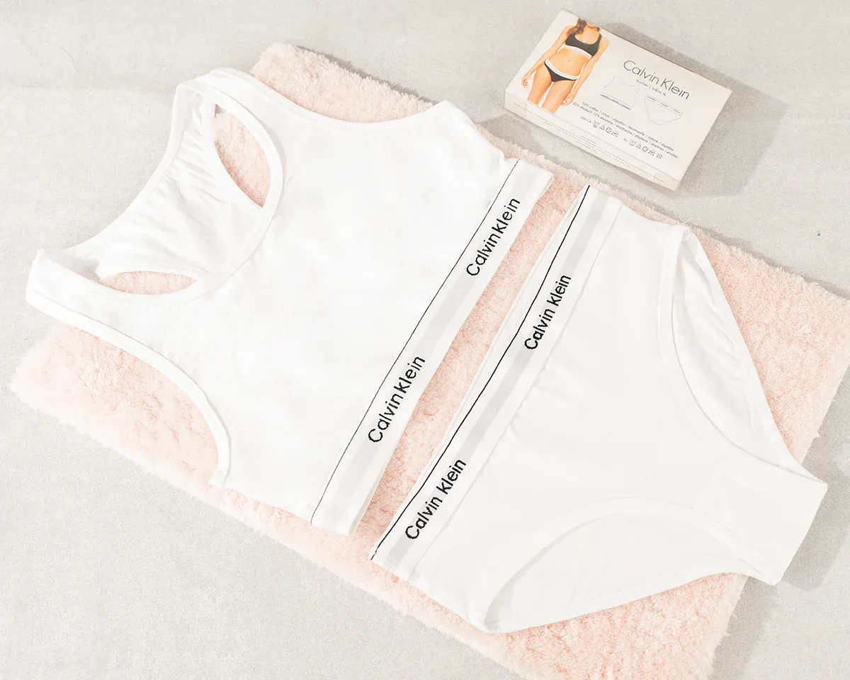 CK Woman طقم حريمي قطعتين مستورد | برا وبانتي قطن مريح