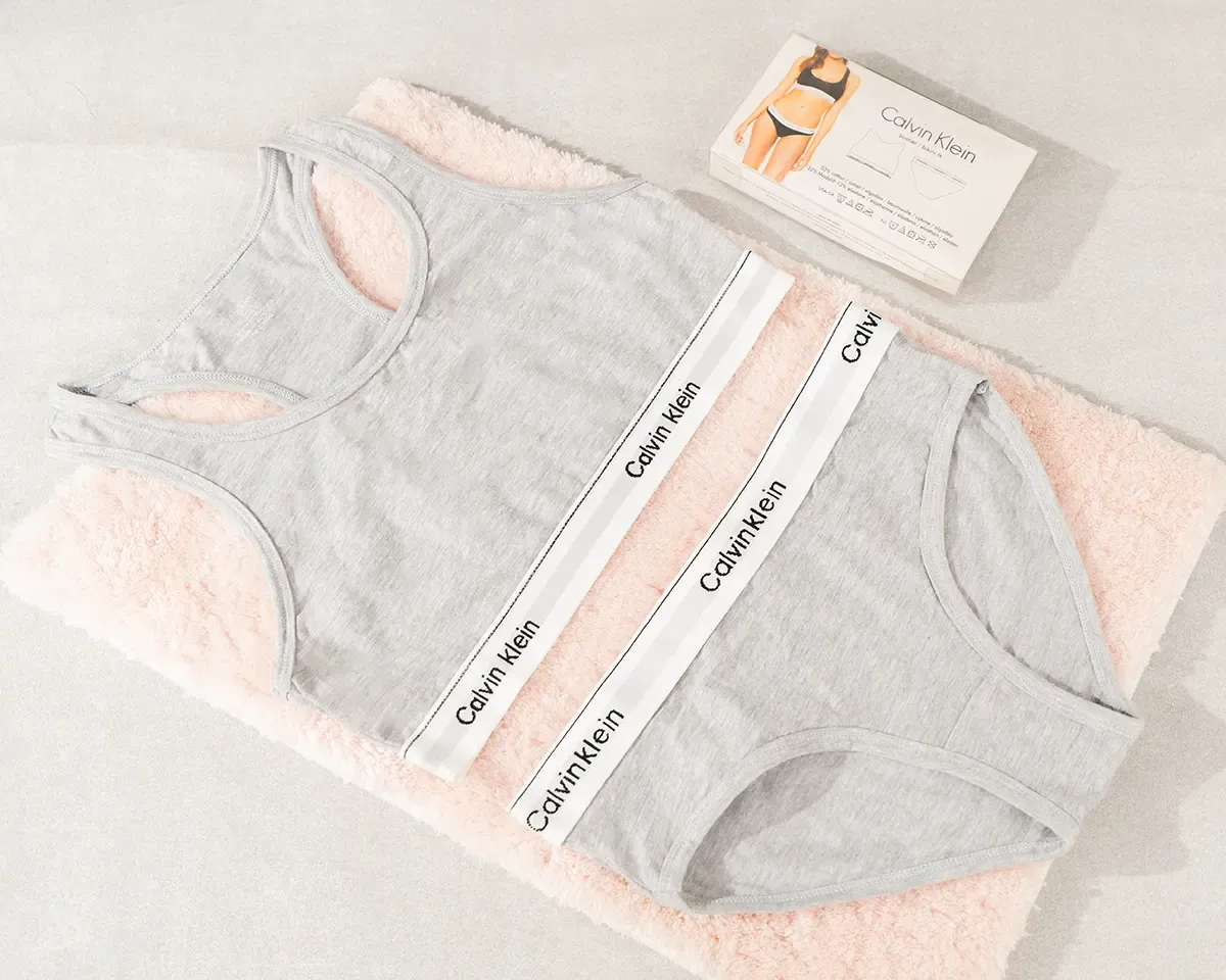 CK Woman طقم حريمي قطعتين مستورد | برا وبانتي قطن مريح