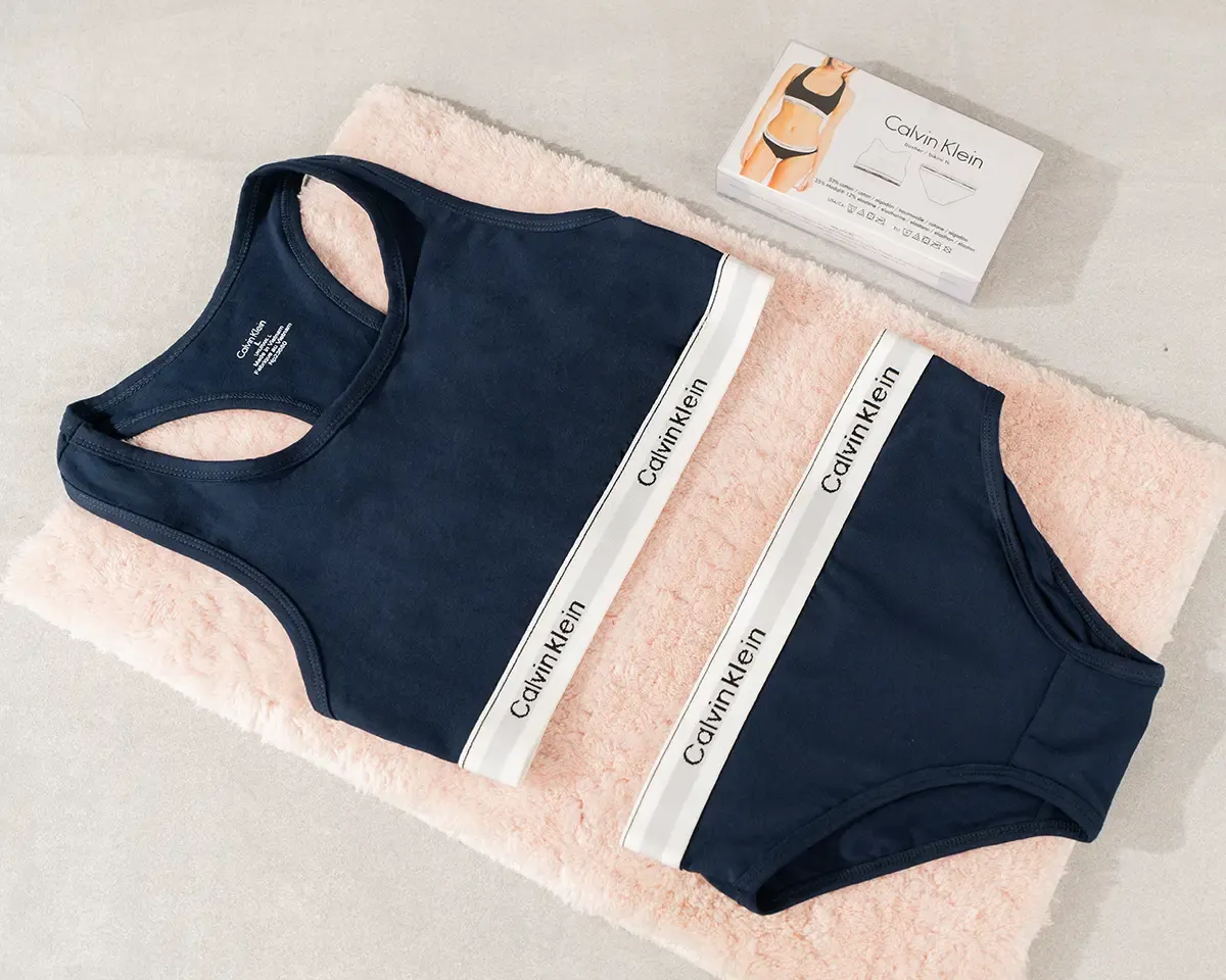 CK Woman طقم حريمي قطعتين مستورد | برا وبانتي قطن مريح