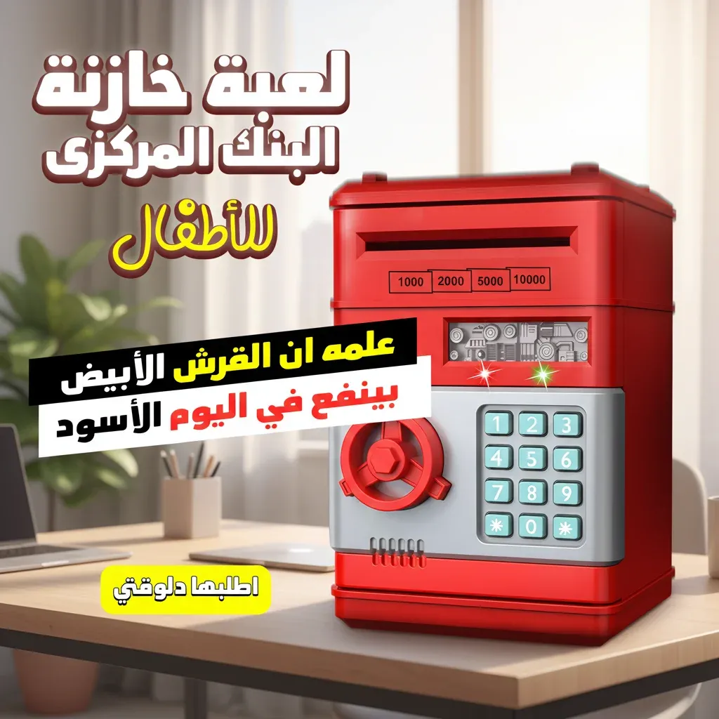لعبة خازنة البنك للأطفال بكود سري وسحب تلقائي للأموال
