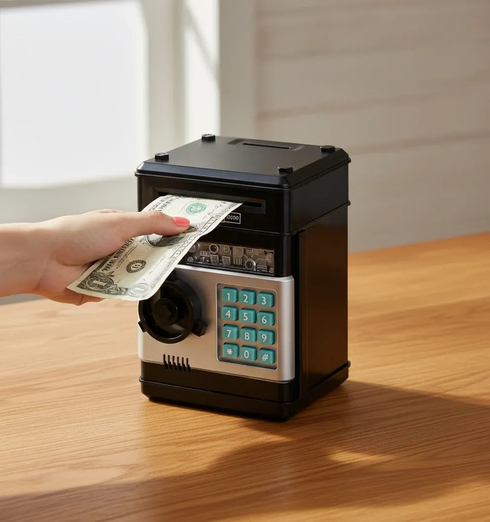 لعبة خازنة البنك للأطفال بكود سري وسحب تلقائي للأموال