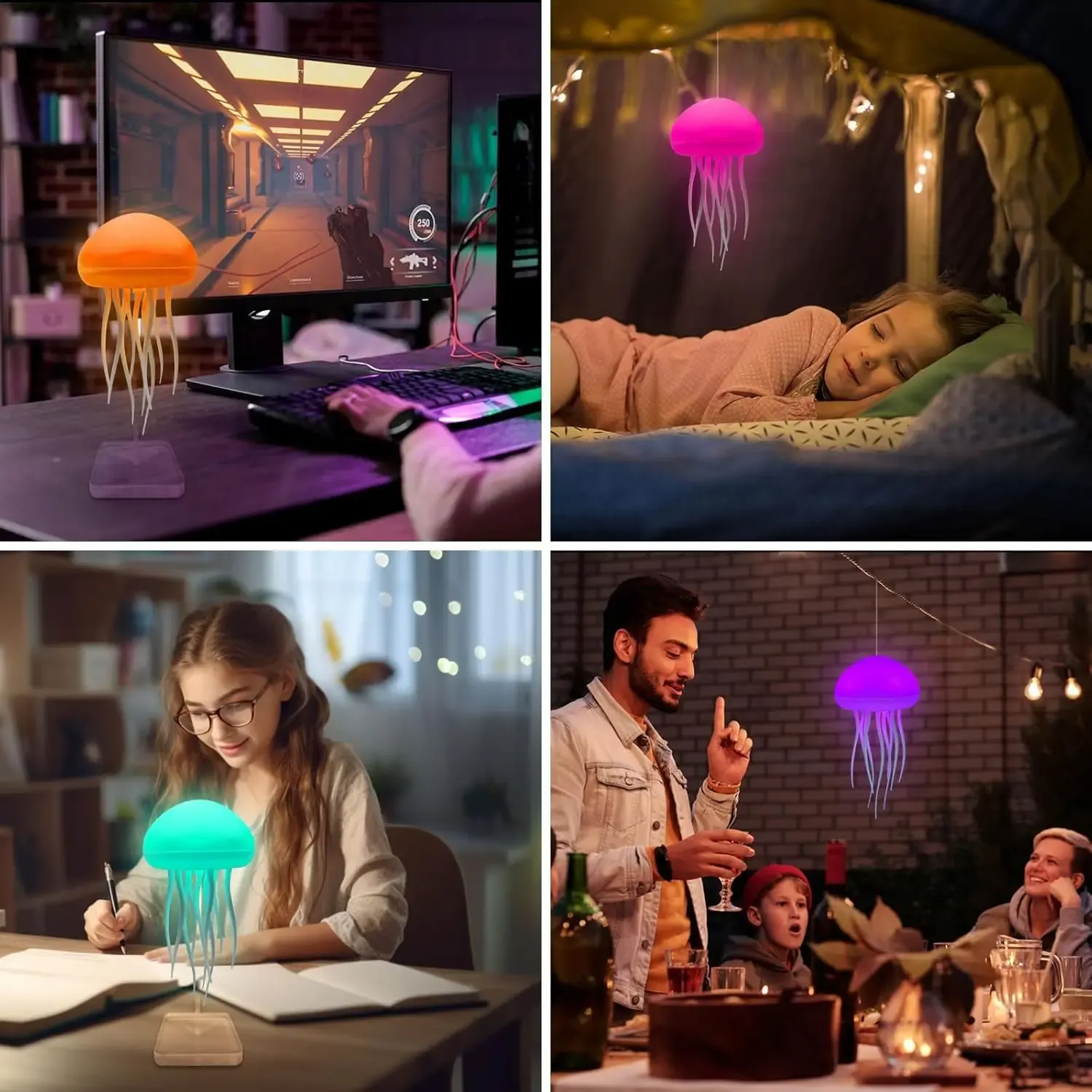 مصباح قنديل البحر المعلق LED – إضاءة ديكورية متعددة الألوان