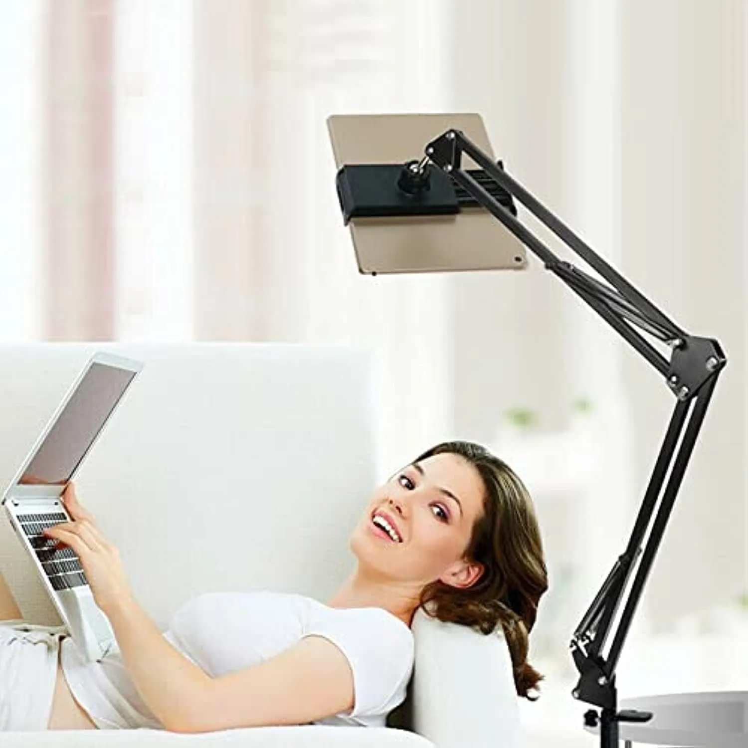 حامل موبايل بذراع معدني طويل 360 درجة – مشبك تثبيت قوي