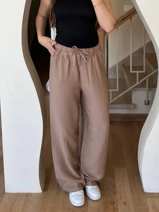 بنطلون حريمي كتان Bliss Pants صيفي مريح تريندي