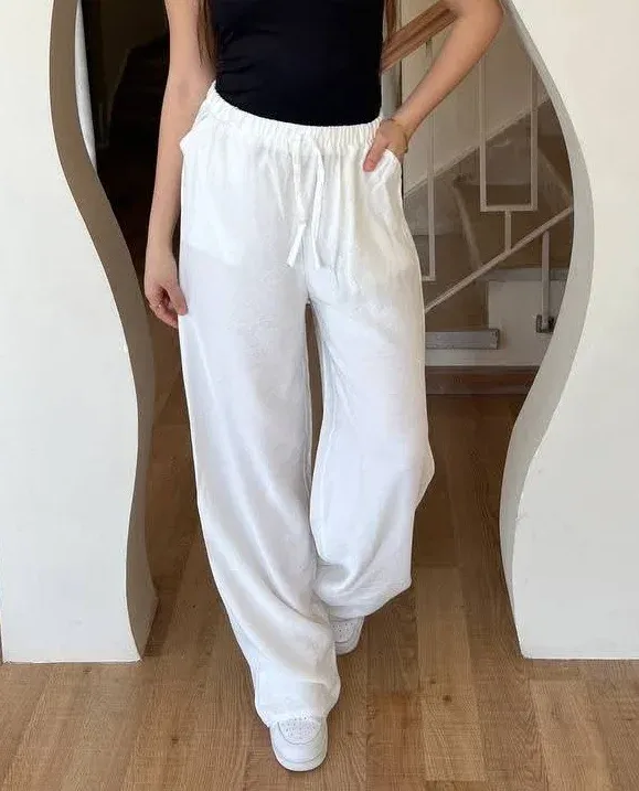 بنطلون حريمي كتان Bliss Pants صيفي مريح تريندي