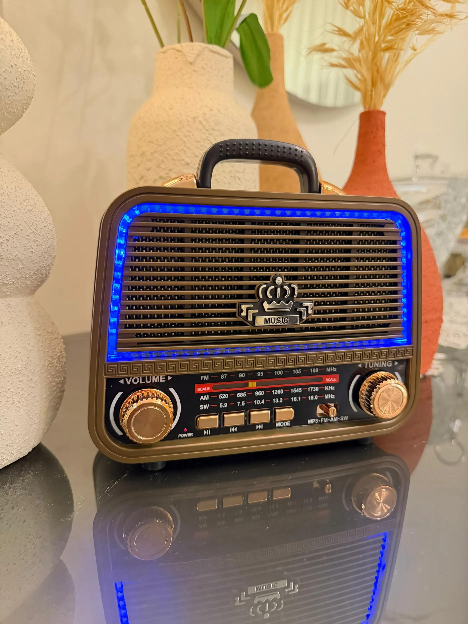 راديو كلاسيك خشبي (بلوتوث/usb/للشحنtype-c)