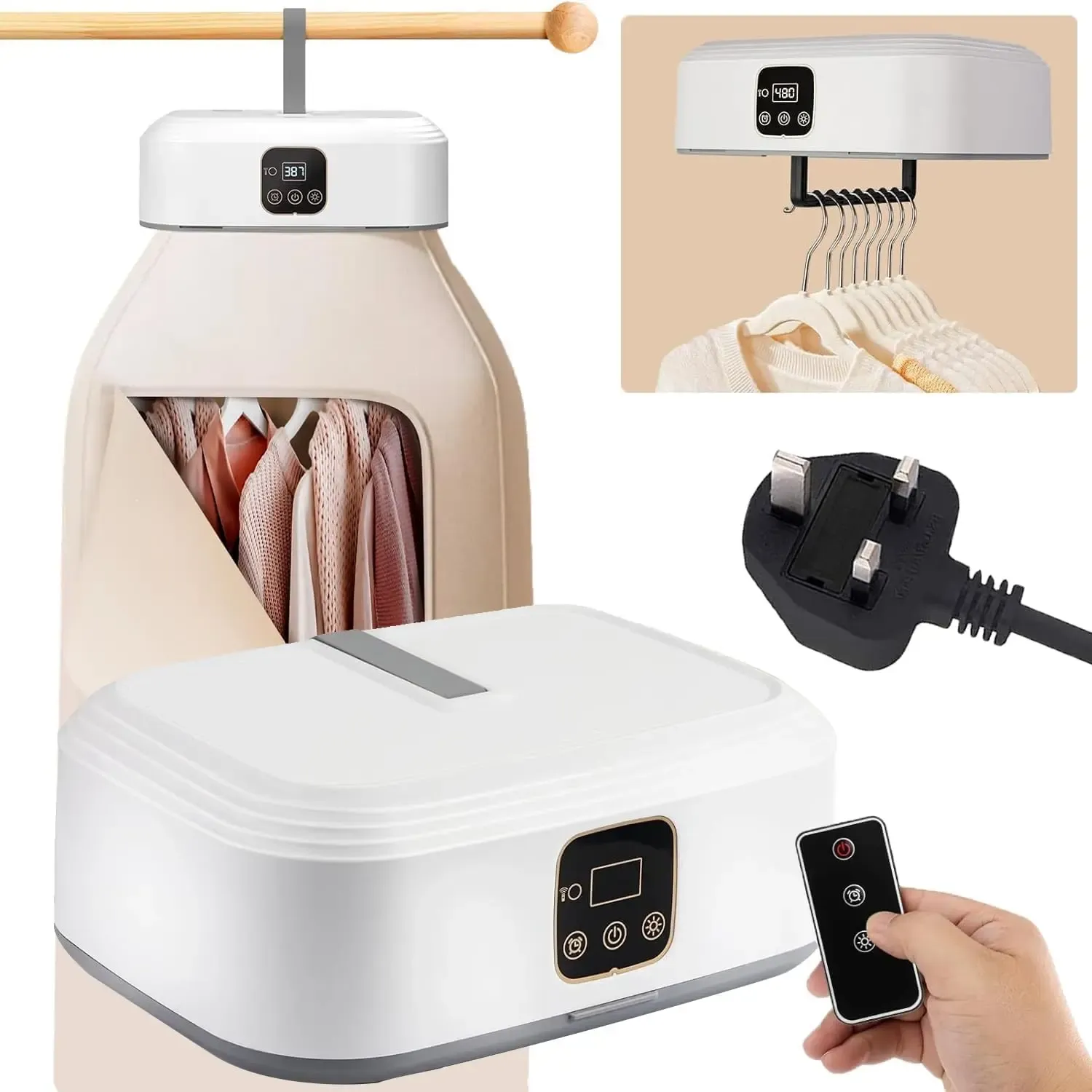 مجفف ملابس محمول قابل للطي Cool Air Drying | تسخين 360° للشقق والسفر
